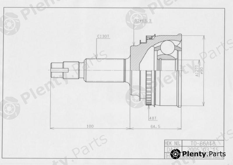  HDK part TO-66A48 (TO66A48) Joint Kit, drive shaft