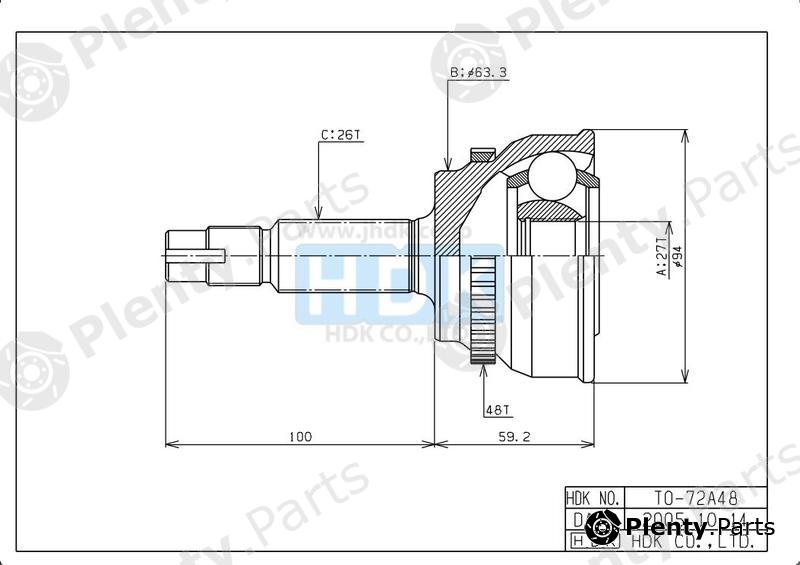  HDK part TO-072A48 (TO072A48) Joint Kit, drive shaft