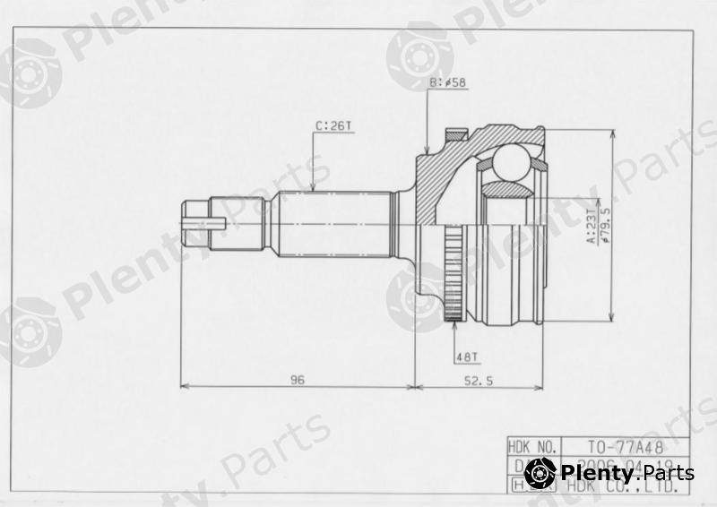  HDK part TO-77A48 (TO77A48) Joint Kit, drive shaft