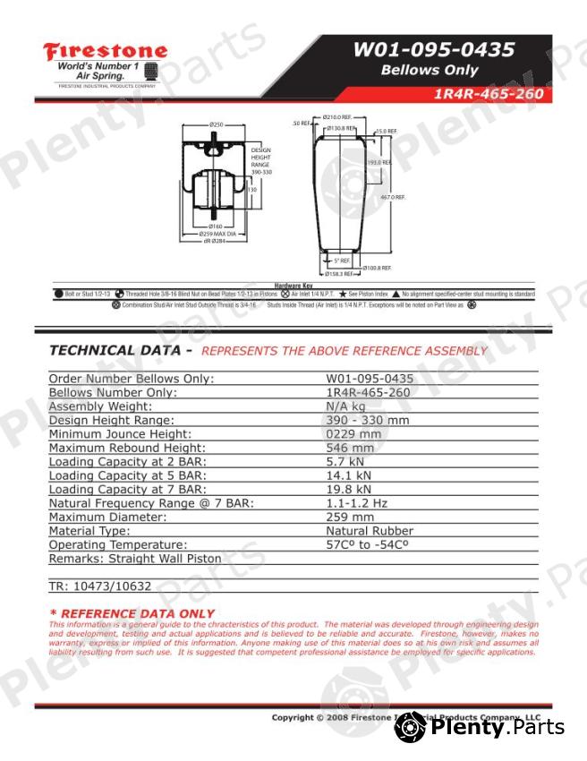  FIRESTONE part W010950435 Boot, air suspension