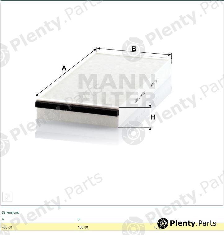  MANN-FILTER part CU40110 Filter, interior air