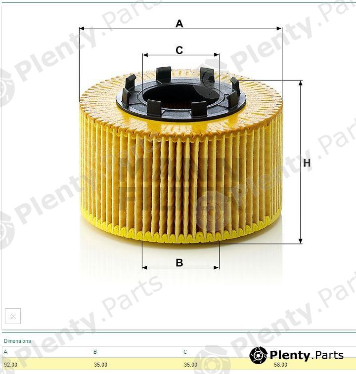  MANN-FILTER part HU920x (HU920X) Oil Filter
