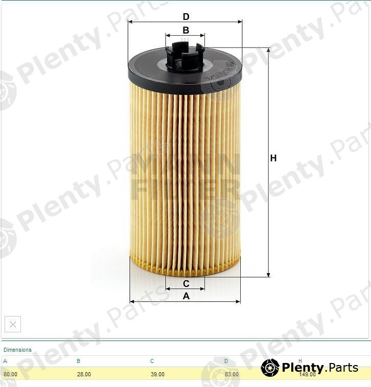  MANN-FILTER part HU931/5x (HU9315X) Oil Filter