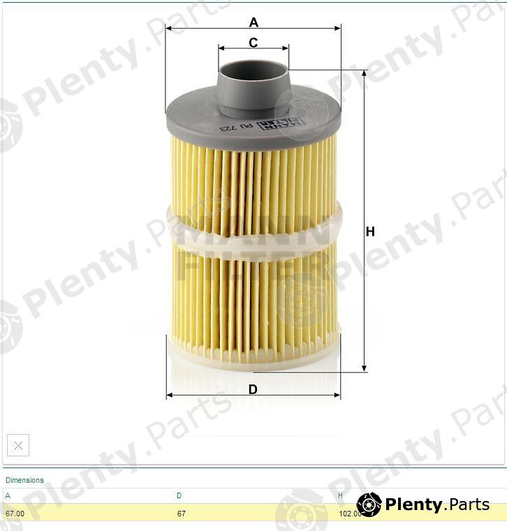  MANN-FILTER part PU723x (PU723X) Fuel filter