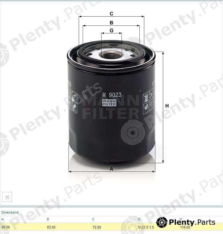  MANN-FILTER part W9023 Hydraulic Filter, automatic transmission