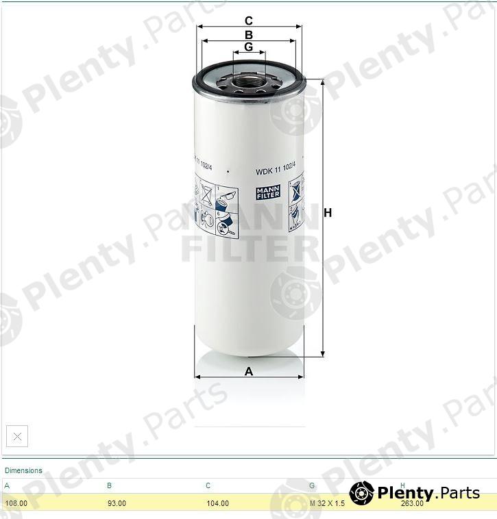 MANN-FILTER part WDK11102/4 (WDK111024) Fuel filter