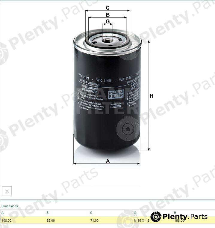  MANN-FILTER part WK1149 Fuel filter