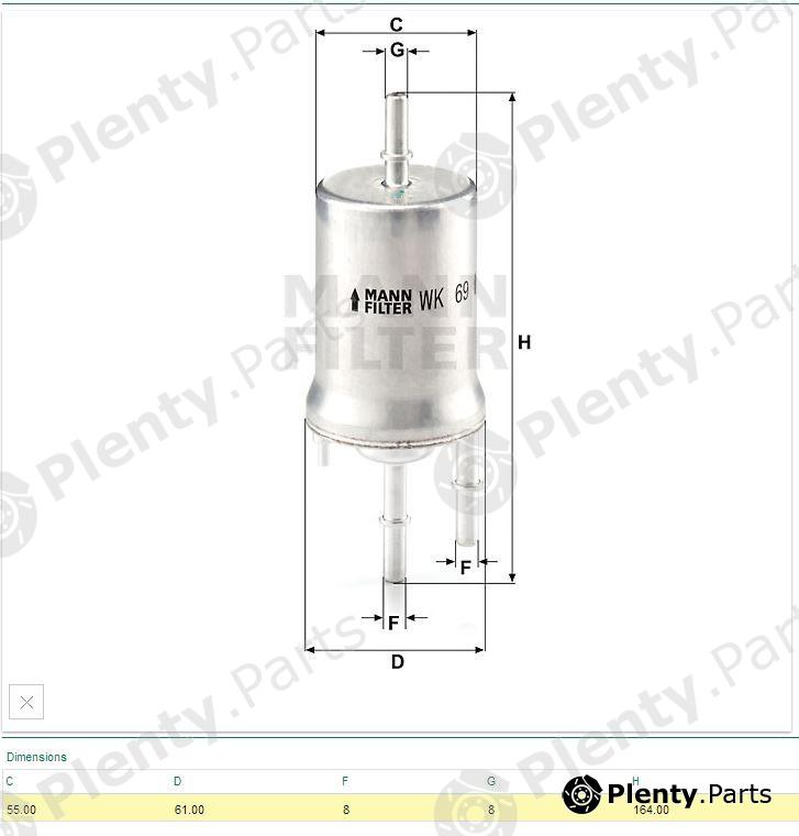  MANN-FILTER part WK69 Fuel filter