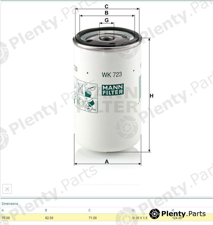  MANN-FILTER part WK723 Fuel filter