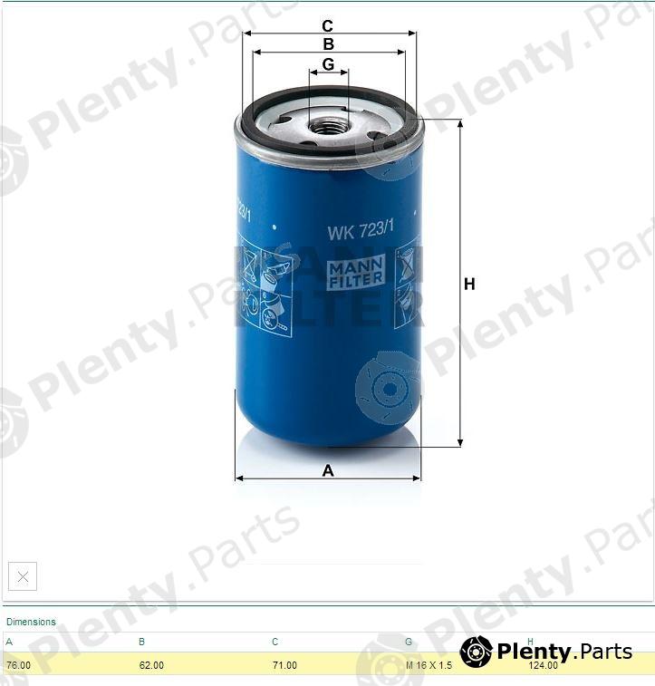  MANN-FILTER part WK723/1 (WK7231) Fuel filter