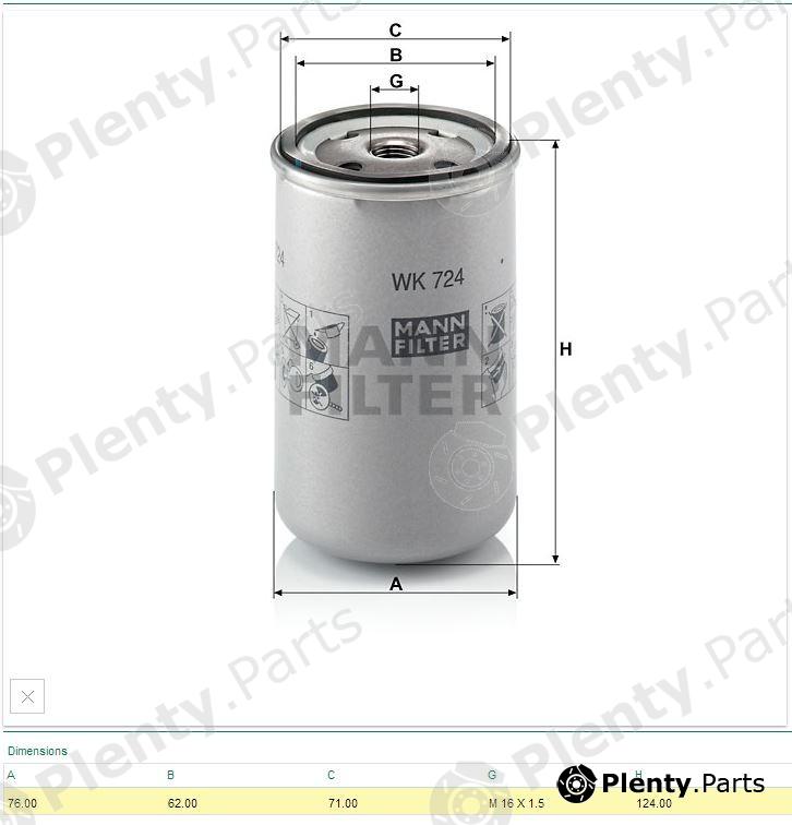  MANN-FILTER part WK724 Fuel filter