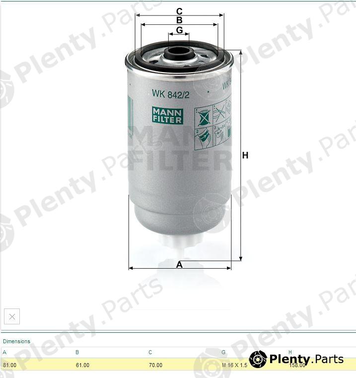  MANN-FILTER part WK842/2 (WK8422) Fuel filter