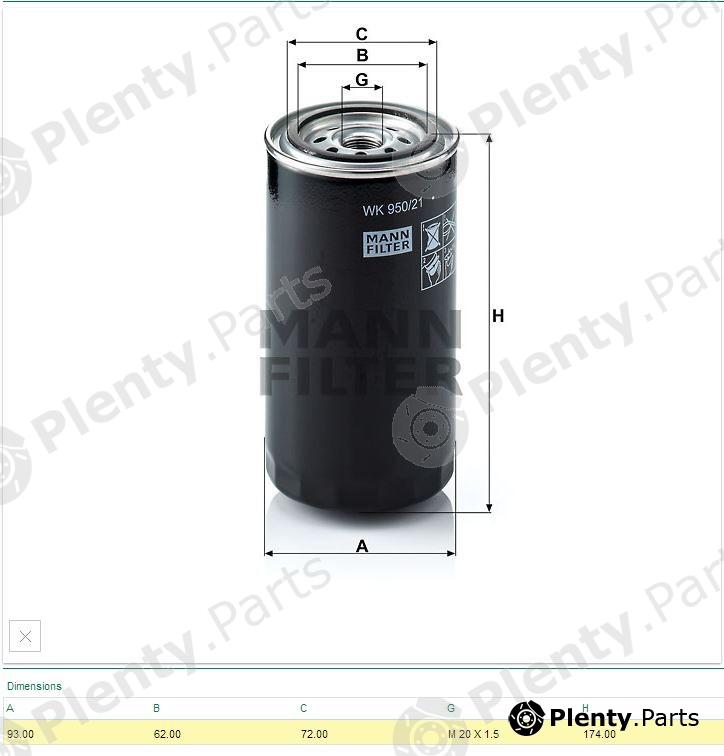  MANN-FILTER part WK950/21 (WK95021) Fuel filter