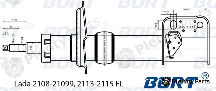  BORT part 22252008L Front Shock Absorber LADA Samara / 2108 / 2109
