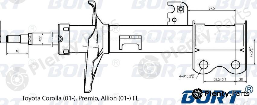  BORT part G22250085L Front Left Shock Absorber Toyota Corolla / Premio / Allion