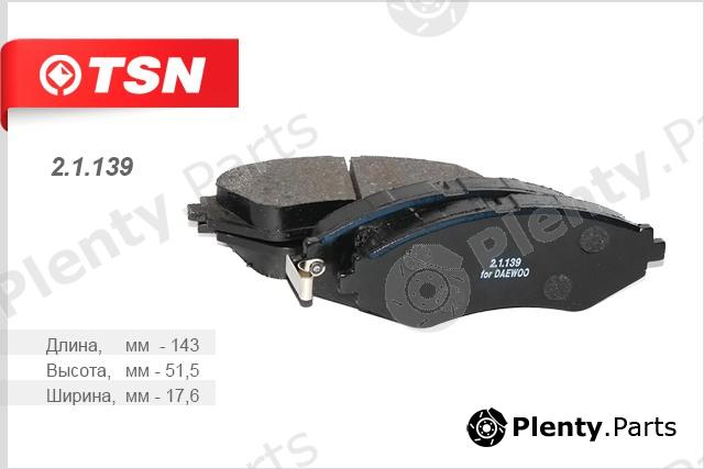  TSN part 21139 Brake Pad Set, disc brake