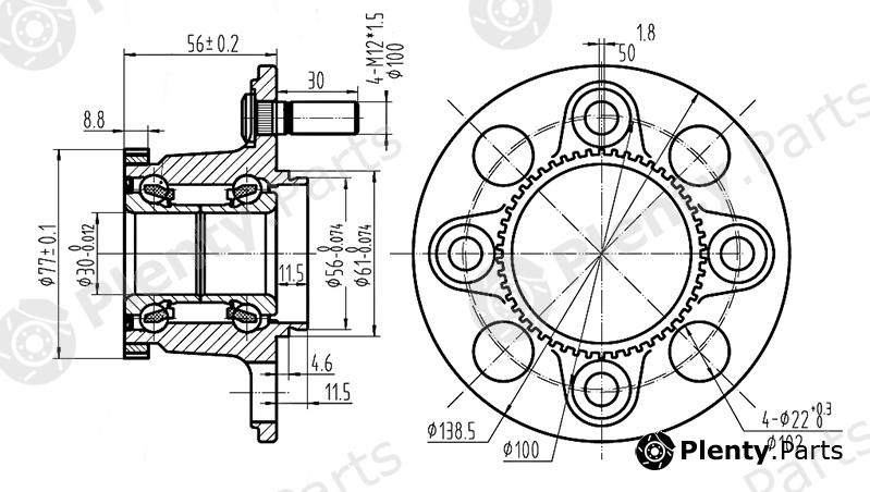  SAT part ST42200S5A008 Rear Hub and Bearing Assembly Honda Civic (ES/EU)