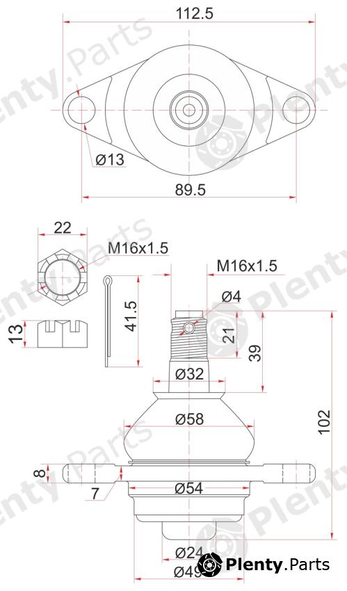  SAT part ST-43330-29235 (ST4333029235) Lower Ball Joint Toyota Estima
