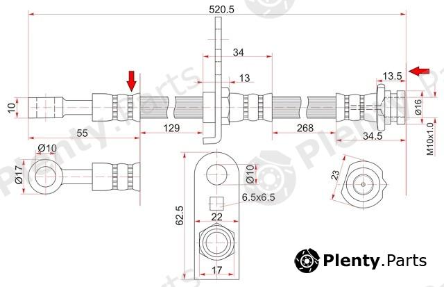  SAT part ST462100E512 Rear Brake Hose for Nissan Altima / Nissan Bluebird