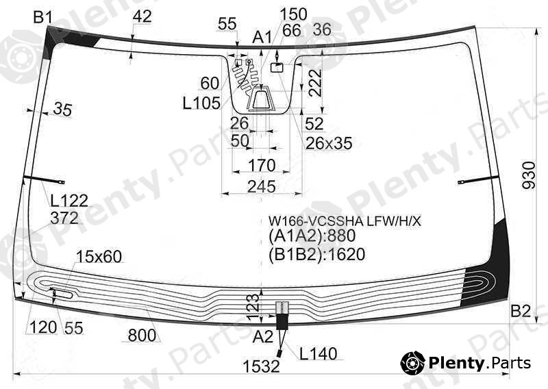  XYG part W166-VCSSHALFW/H/X (W166VCSSHALFWHX) Windshield MERCEDES-BENZ ML-CLASS W166 / GL-CLASS W166