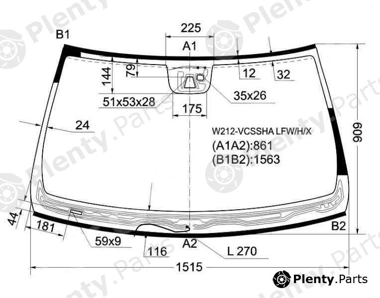  XYG part W212-VCSSHALFW/H/X (W212VCSSHALFWHX) Windshield with heated wipers Mercedes-Benz E-Class W212
