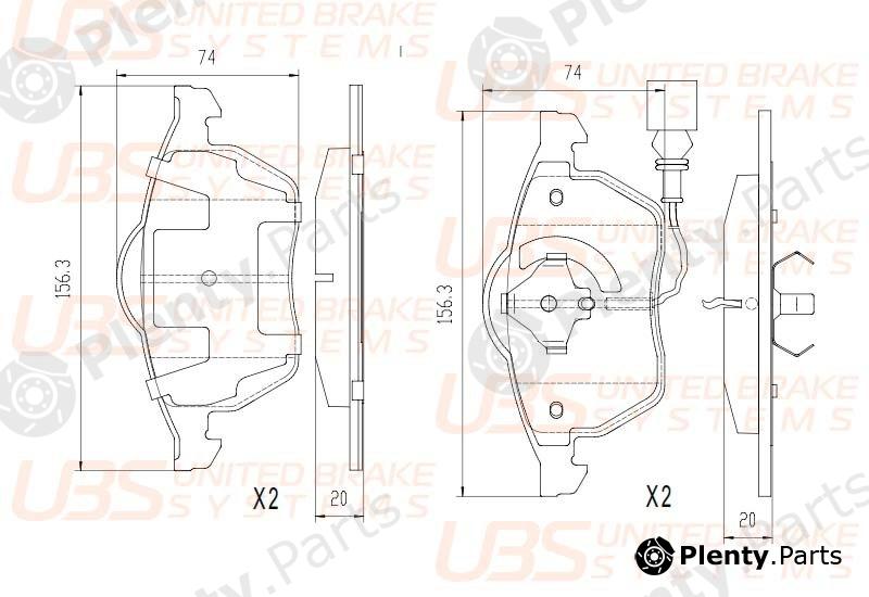  UBS part B1102011 Disc Brake Pads Audi A4 / A6 / A8, front, with grease