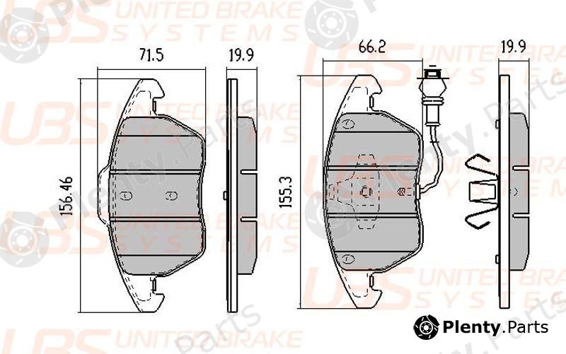  UBS part B1102037 Front Brake Pads Skoda Rapid, Fabia, VW Polo, Jetta, Golf, Passat, Audi A3