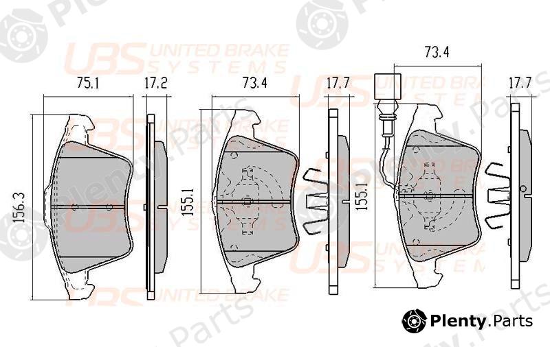  UBS part B1102045 Brake Pads Volkswagen Transporter/Multivan V