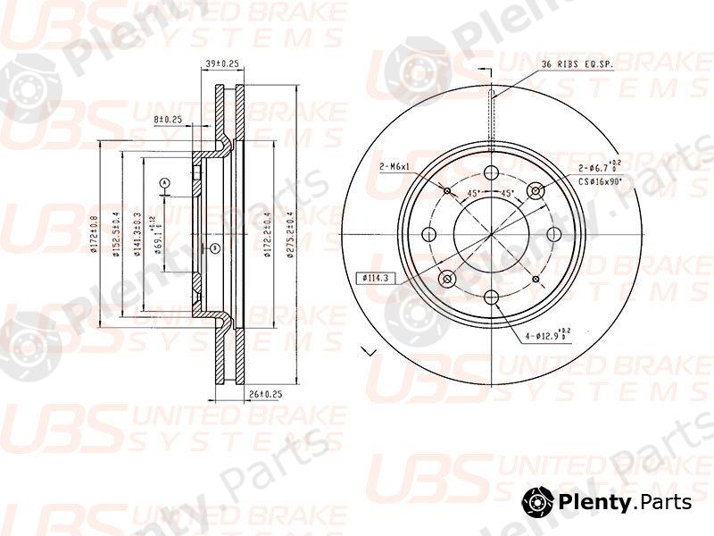  UBS part B2103036 Brake Disc Kia Cerato/Spectra