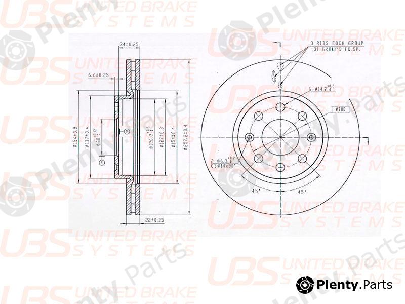  UBS part B2104007 Brake Disc OPEL CORSA D / FIAT PUNTO