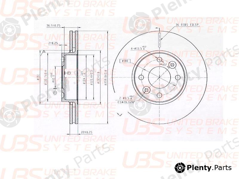  UBS part B2105003 Brake Disc LADA VESTA / NISSAN MICRA / NISSAN NOTE / RENAULT MEGANE / RENAULT CLIO