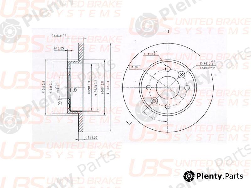  UBS part B2105006 Brake Disc Renault Logan/Clio/Megane/Sandero