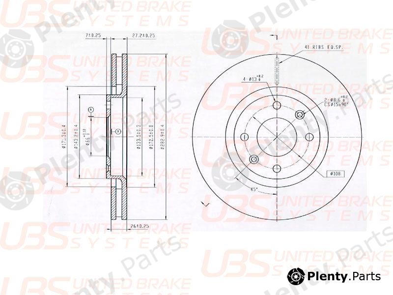  UBS part B2107002 Brake Disc Citroen Berlingo, C4, C5, Peugeot 207, 307
