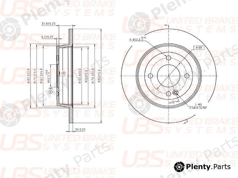  UBS part B2203008 Rear Brake Disc Hyundai Solaris / Kia Rio