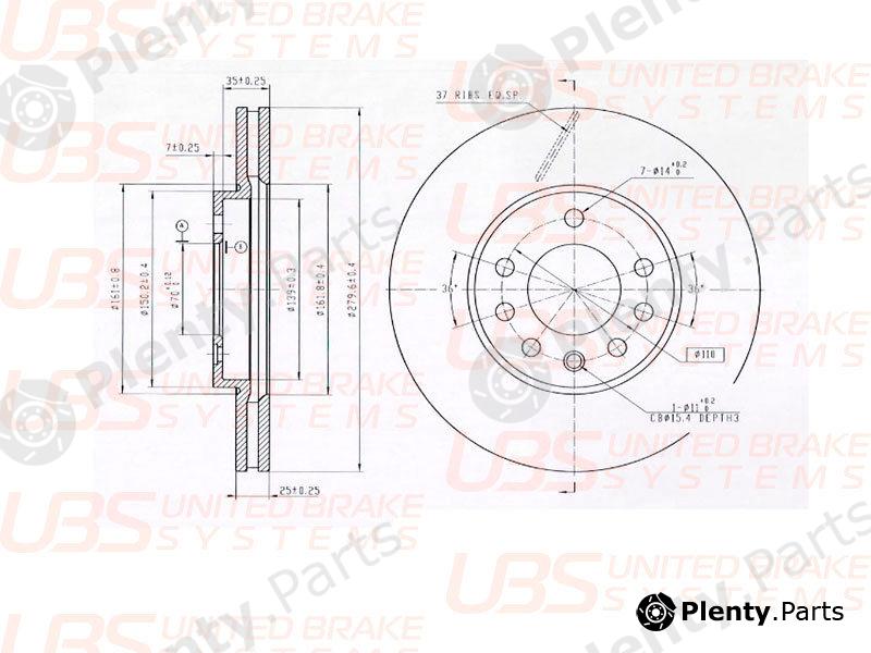  UBS part BP2104001 Front Brake Disc Opel Astra G/H, Meriva, Zafira