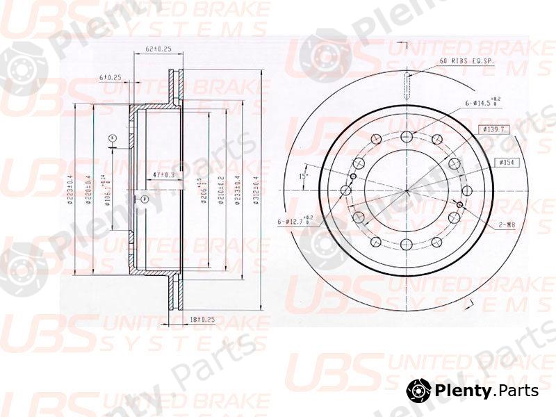  UBS part BP2210002 Premium Rear Brake Disc Toyota Land Cruiser 120